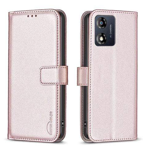 Custodia Portafoglio In Pelle Cover con Supporto B17F per Motorola Moto E13 Oro Rosa