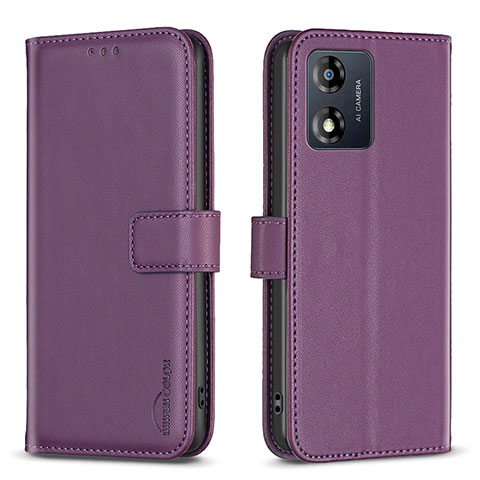 Custodia Portafoglio In Pelle Cover con Supporto B17F per Motorola Moto E13 Viola