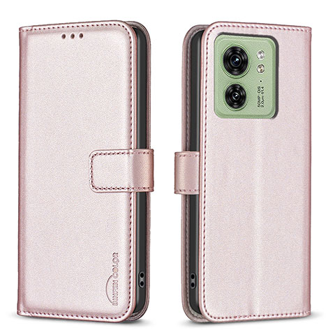 Custodia Portafoglio In Pelle Cover con Supporto B17F per Motorola Moto Edge (2023) 5G Oro Rosa