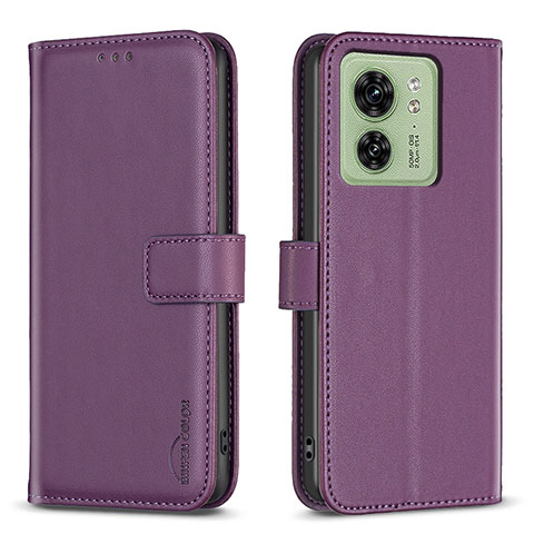 Custodia Portafoglio In Pelle Cover con Supporto B17F per Motorola Moto Edge 40 5G Viola