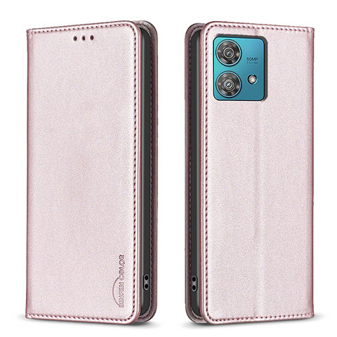 Custodia Portafoglio In Pelle Cover con Supporto B17F per Motorola Moto Edge 40 Neo 5G Oro Rosa