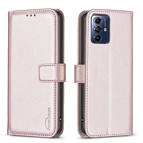 Custodia Portafoglio In Pelle Cover con Supporto B17F per Motorola Moto G Play (2023) Oro Rosa