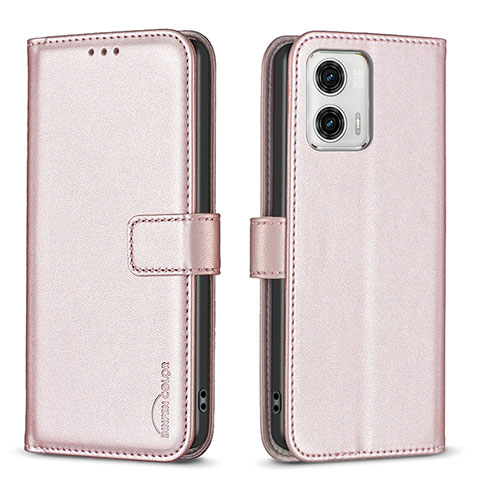 Custodia Portafoglio In Pelle Cover con Supporto B17F per Motorola Moto G73 5G Oro Rosa