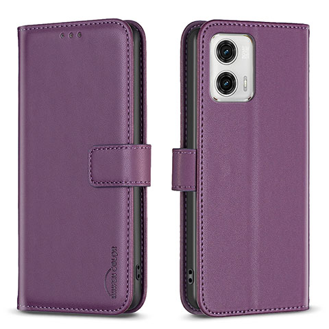 Custodia Portafoglio In Pelle Cover con Supporto B17F per Motorola Moto G73 5G Viola