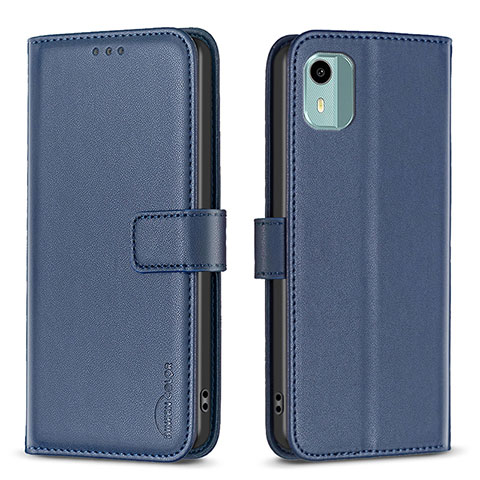 Custodia Portafoglio In Pelle Cover con Supporto B17F per Nokia C12 Blu