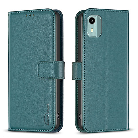 Custodia Portafoglio In Pelle Cover con Supporto B17F per Nokia C12 Plus Verde