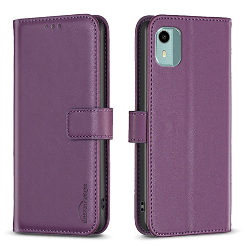 Custodia Portafoglio In Pelle Cover con Supporto B17F per Nokia C12 Plus Viola