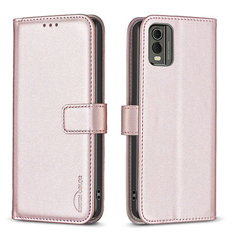 Custodia Portafoglio In Pelle Cover con Supporto B17F per Nokia C210 Oro Rosa