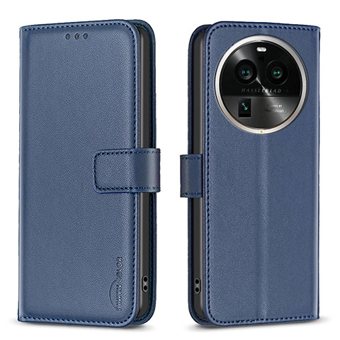 Custodia Portafoglio In Pelle Cover con Supporto B17F per Oppo Find X6 Pro 5G Blu