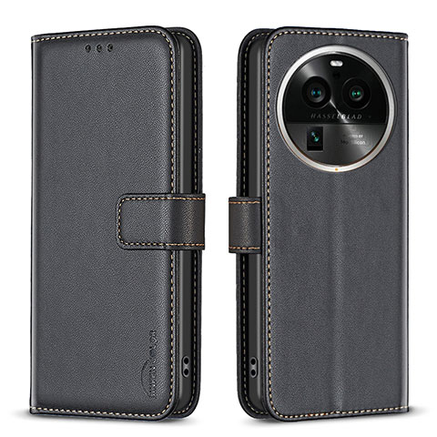 Custodia Portafoglio In Pelle Cover con Supporto B17F per Oppo Find X6 Pro 5G Nero