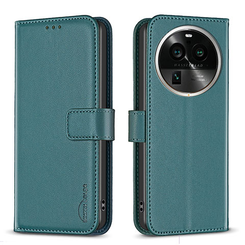 Custodia Portafoglio In Pelle Cover con Supporto B17F per Oppo Find X6 Pro 5G Verde