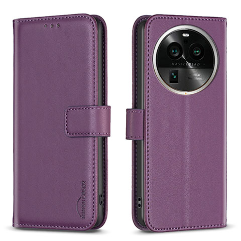 Custodia Portafoglio In Pelle Cover con Supporto B17F per Oppo Find X6 Pro 5G Viola