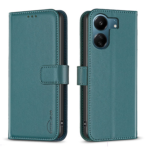 Custodia Portafoglio In Pelle Cover con Supporto B17F per Xiaomi Poco C65 Verde