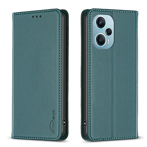 Custodia Portafoglio In Pelle Cover con Supporto B17F per Xiaomi Poco F5 5G Verde