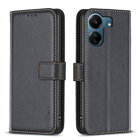 Custodia Portafoglio In Pelle Cover con Supporto B17F per Xiaomi Redmi 13C Nero