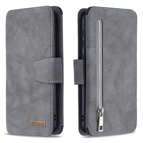 Custodia Portafoglio In Pelle Cover con Supporto B18F per Samsung Galaxy M10S Grigio