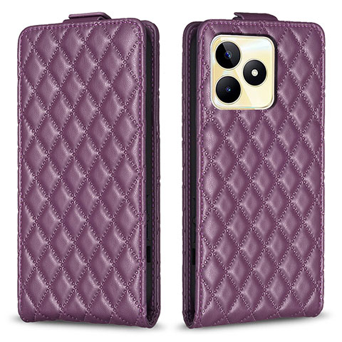 Custodia Portafoglio In Pelle Cover con Supporto B19F per Realme C53 India Viola