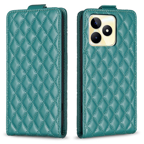 Custodia Portafoglio In Pelle Cover con Supporto B19F per Realme C53 Verde