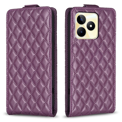 Custodia Portafoglio In Pelle Cover con Supporto B19F per Realme Narzo N53 Viola