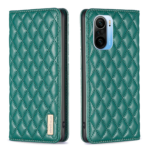 Custodia Portafoglio In Pelle Cover con Supporto B19F per Xiaomi Mi 11X Pro 5G Verde