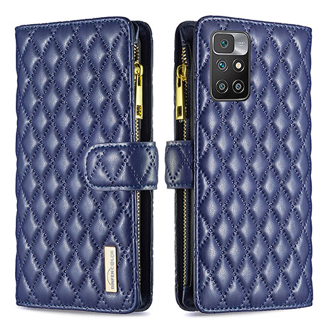 Custodia Portafoglio In Pelle Cover con Supporto B19F per Xiaomi Redmi 10 (2022) Blu