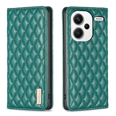 Custodia Portafoglio In Pelle Cover con Supporto B19F per Xiaomi Redmi Note 13 Pro+ Plus 5G Verde