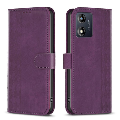 Custodia Portafoglio In Pelle Cover con Supporto B21F per Motorola Moto E13 Viola