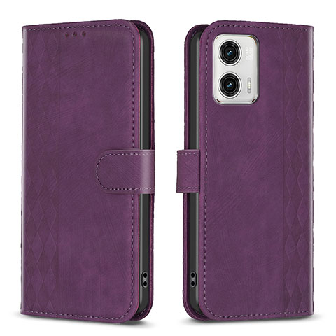 Custodia Portafoglio In Pelle Cover con Supporto B21F per Motorola Moto G73 5G Viola