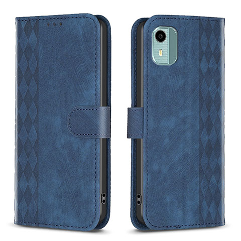 Custodia Portafoglio In Pelle Cover con Supporto B21F per Nokia C12 Blu