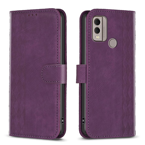 Custodia Portafoglio In Pelle Cover con Supporto B21F per Nokia C22 Viola