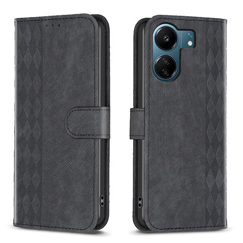 Custodia Portafoglio In Pelle Cover con Supporto B21F per Xiaomi Redmi 13C Nero