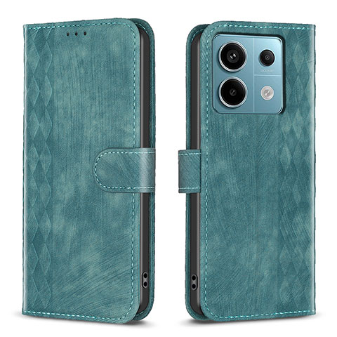 Custodia Portafoglio In Pelle Cover con Supporto B21F per Xiaomi Redmi Note 13 Pro 5G Verde