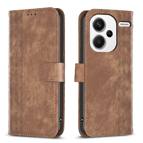 Custodia Portafoglio In Pelle Cover con Supporto B21F per Xiaomi Redmi Note 13 Pro+ Plus 5G Marrone