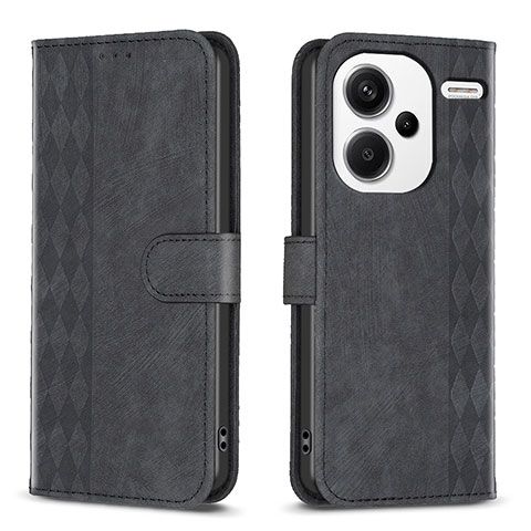 Custodia Portafoglio In Pelle Cover con Supporto B21F per Xiaomi Redmi Note 13 Pro+ Plus 5G Nero