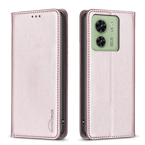 Custodia Portafoglio In Pelle Cover con Supporto B22F per Motorola Moto Edge (2023) 5G Oro Rosa