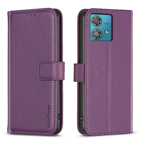 Custodia Portafoglio In Pelle Cover con Supporto B22F per Motorola Moto Edge 40 Neo 5G Viola