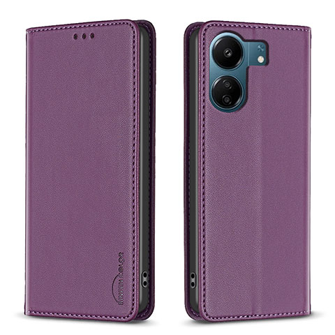 Custodia Portafoglio In Pelle Cover con Supporto B22F per Xiaomi Poco C65 Viola