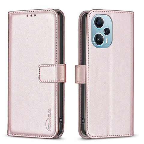 Custodia Portafoglio In Pelle Cover con Supporto B22F per Xiaomi Poco F5 5G Oro Rosa