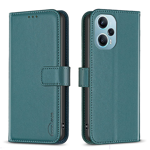 Custodia Portafoglio In Pelle Cover con Supporto B22F per Xiaomi Poco F5 5G Verde