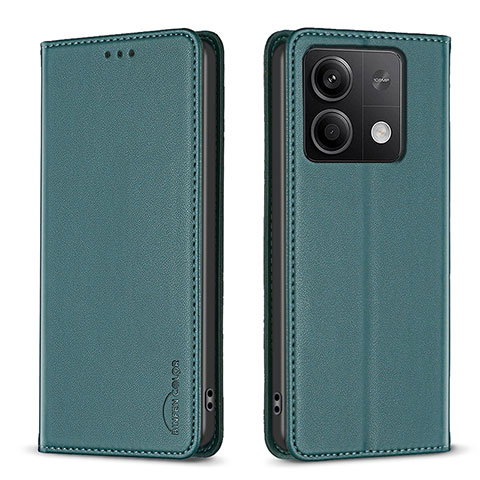 Custodia Portafoglio In Pelle Cover con Supporto B22F per Xiaomi Redmi Note 13 5G Verde