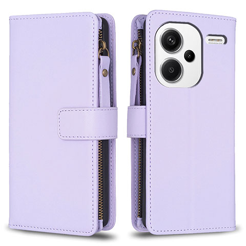 Custodia Portafoglio In Pelle Cover con Supporto B22F per Xiaomi Redmi Note 13 Pro+ Plus 5G Lavanda