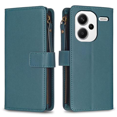 Custodia Portafoglio In Pelle Cover con Supporto B22F per Xiaomi Redmi Note 13 Pro+ Plus 5G Verde