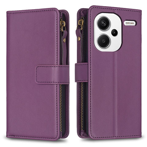 Custodia Portafoglio In Pelle Cover con Supporto B22F per Xiaomi Redmi Note 13 Pro+ Plus 5G Viola