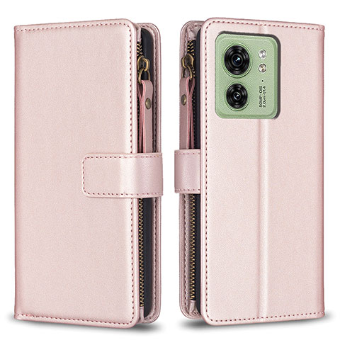 Custodia Portafoglio In Pelle Cover con Supporto B23F per Motorola Moto Edge 40 5G Oro Rosa