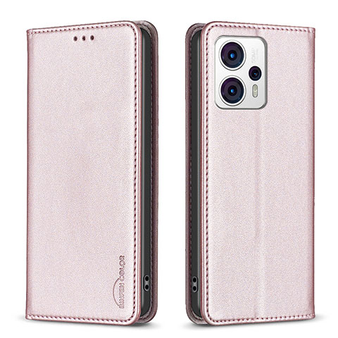 Custodia Portafoglio In Pelle Cover con Supporto B23F per Motorola Moto G13 Oro Rosa