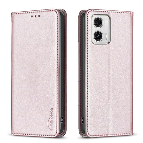 Custodia Portafoglio In Pelle Cover con Supporto B23F per Motorola Moto G73 5G Oro Rosa