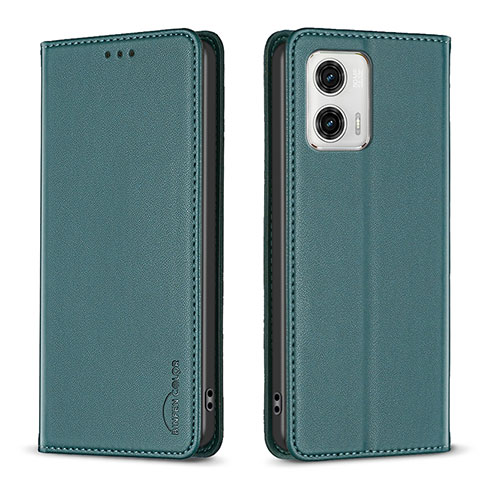 Custodia Portafoglio In Pelle Cover con Supporto B23F per Motorola Moto G73 5G Verde