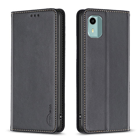 Custodia Portafoglio In Pelle Cover con Supporto B23F per Nokia C12 Nero