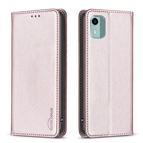 Custodia Portafoglio In Pelle Cover con Supporto B23F per Nokia C12 Plus Oro Rosa