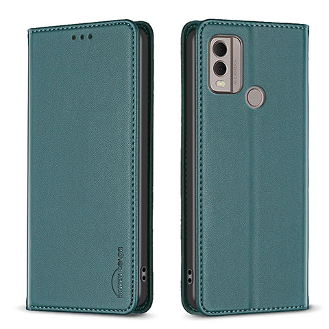 Custodia Portafoglio In Pelle Cover con Supporto B23F per Nokia C22 Verde